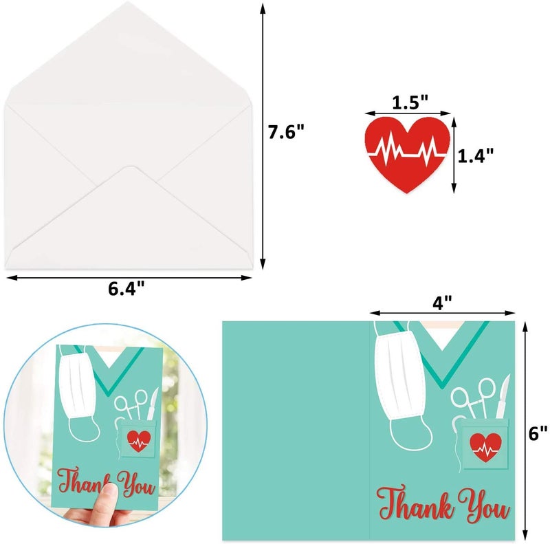 Confetti Healthcare Workers Thank You Card (Pack of 12), Medical Appreciation Card for Nurses, Doctors EMTs Essential Workers Gift Card Set with Envelopes - Image 3