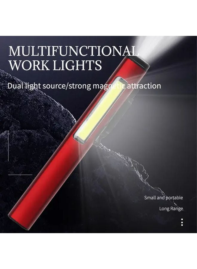 Red Black Heavy Duty Dual Light LED Work Flashlight Magnetic Head USB COB Clamping Light ABS Housing Portable Long Range Torch - Image 2