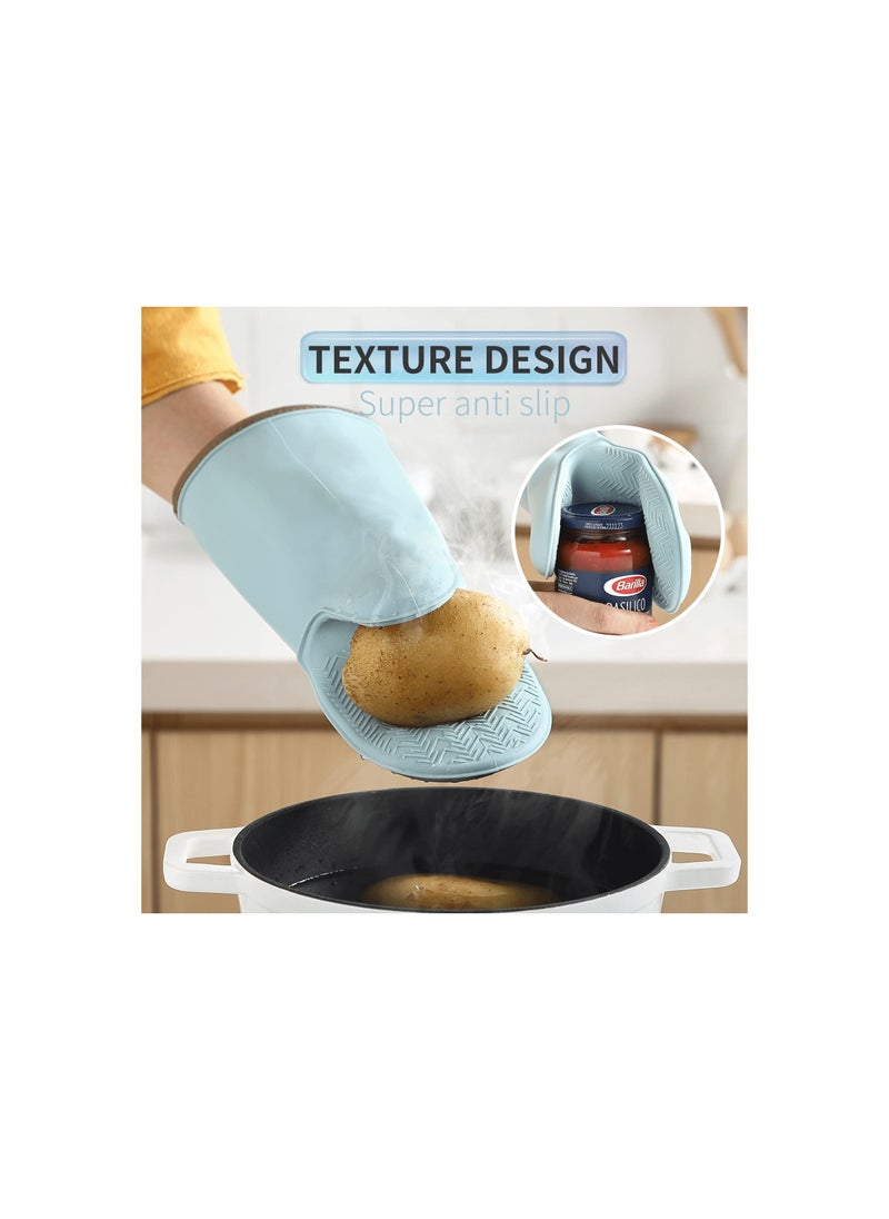 SYOSI - Oven Mitts Set, Heat Resistant 600f Silicone Oven Mitts, Soft Lining Good Grip, Waterproof Mitt Potholders, Oven Gloves and Food Tong Sets, for Grilling, Baking, Pot Holders Cooking, Kitchen(2 Pack) - Image 1