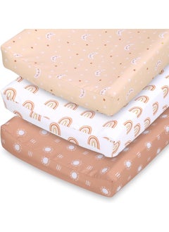 The Peanut Shell The Peanutshell Changing Pad Covers for Girls or Boys, Unisex 3 Pack, Boho Rainbow  - Image 1