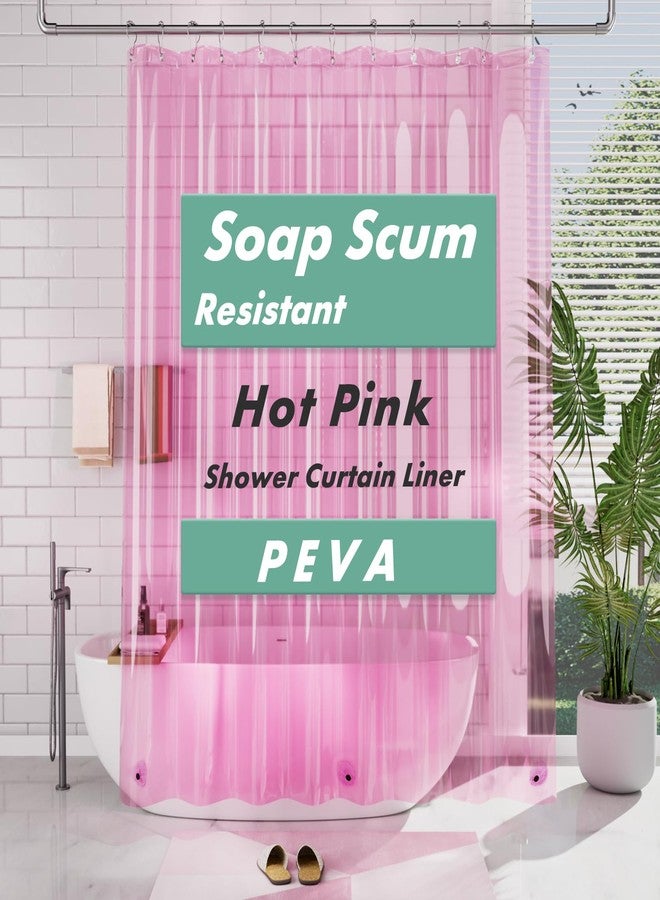 AmazerBath - Long Shower Curtain, 72 x 78 Inches Clear Pink Plastic Shower Curtain Liner, Waterproof, Easy to Clean and Maintain, for Bathroom with 3 Panels - Image 1