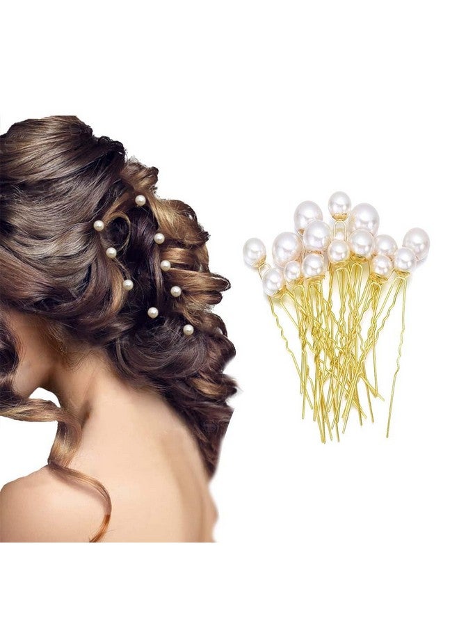 Temperia (12Pcs) Pearl U Pins Hair Accessories For Women & Girls - Decoration Pearls Beads Hair Clip For Bride Hairstyle - For Wedding/Parties (Mn01) - Image 1