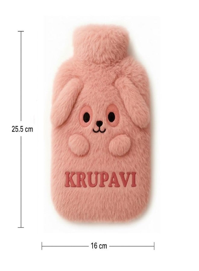 KRUPAVI Large 1L Hot Water Therapy Bag with Screw Cap, Leakproof Hot Water Bag Bottle with Cute Soft Cover for Pain Relief Period Cramps, Hot Cold Pack, Hot Water Shaking Bag (Pink, Cartoon Design) - Image 2