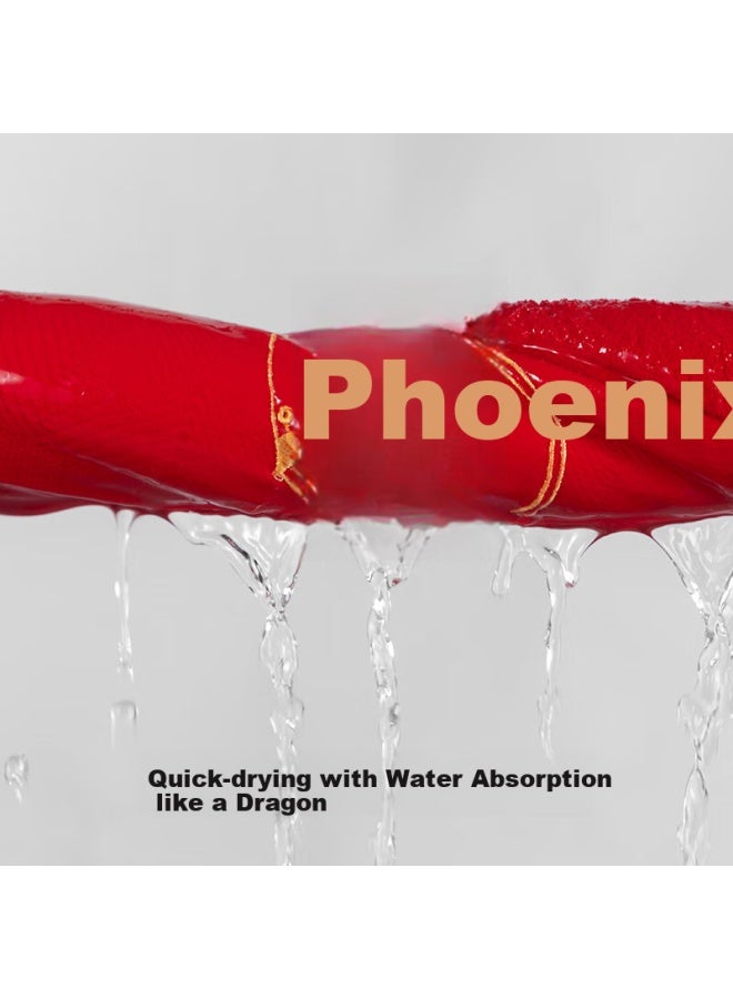 Grace Festive Dragon And Phoenix Towels, Class A Large Red Wedding Engagement Pure Cotton Towels, Dragon + Phoenix, Pack Of 2 - Image 5