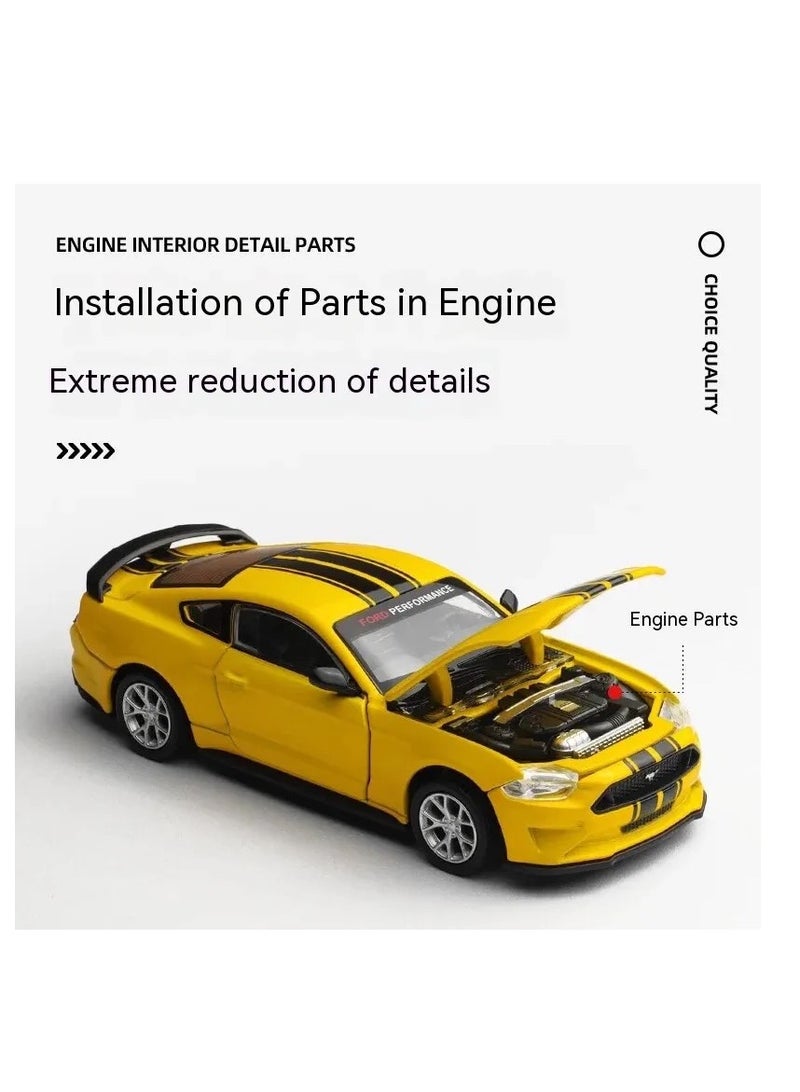 سي سي أيه تجميع سيارة فورد موستينج GT 2018 مقاس 1:42و تعديل في السيارة سيارة رياضية هدية مناسبة جدا لأولئك الذين يحبون السيارات لون اصفر - Image 4