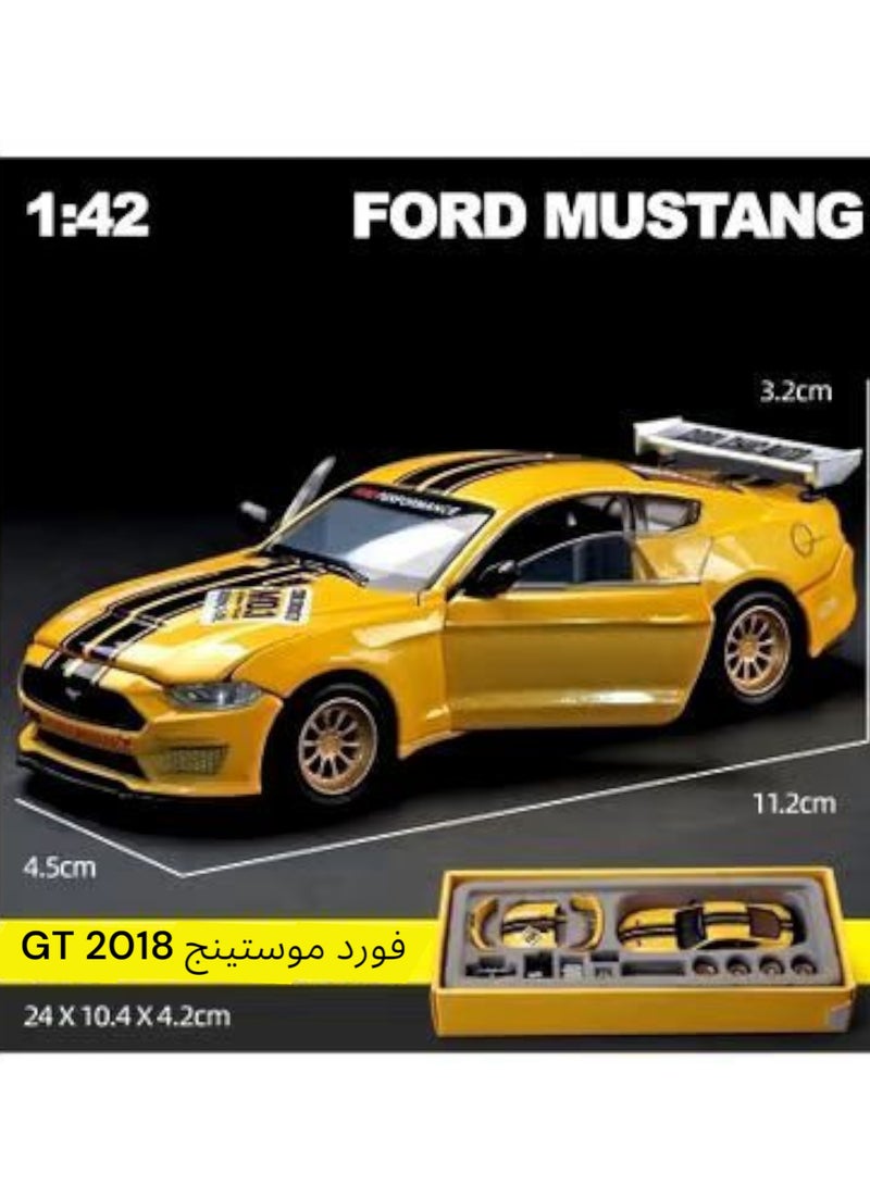 سي سي أيه تجميع سيارة فورد موستينج GT 2018 مقاس 1:42و تعديل في السيارة سيارة رياضية هدية مناسبة جدا لأولئك الذين يحبون السيارات لون اصفر - Image 1