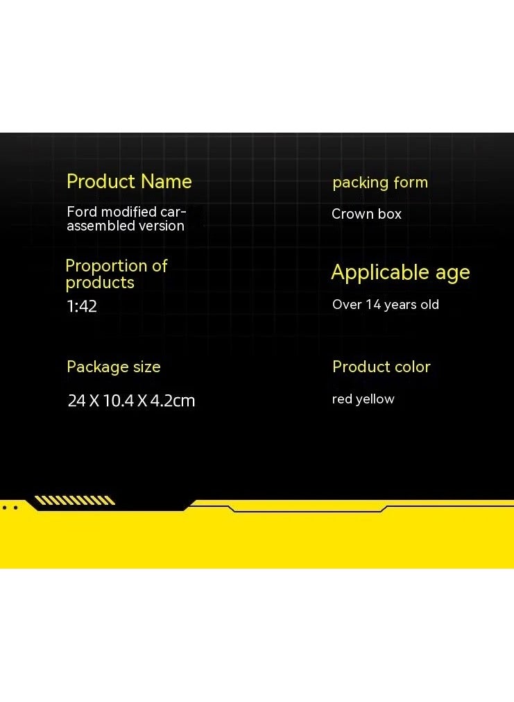 سي سي أيه تجميع سيارة فورد موستينج GT 2018 مقاس 1:42و تعديل في السيارة سيارة رياضية هدية مناسبة جدا لأولئك الذين يحبون السيارات لون اصفر - Image 5