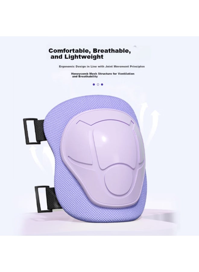 Voky Roller Skating Protective Gear Professional Children's Knee Pads Elbow Pads Palm Guards Six-piece Set For Land Surfing And Ice Skating Protectio - Image 5