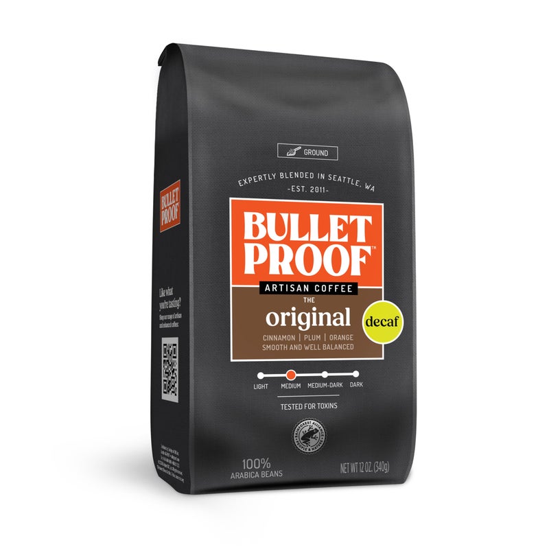 Bulletproof Original Medium Roast Ground Decaf Coffee, 12 Ounces, 100% Arabica Coffee, Clean Coffee Tested for Toxins, Packaging May Vary - Image 1
