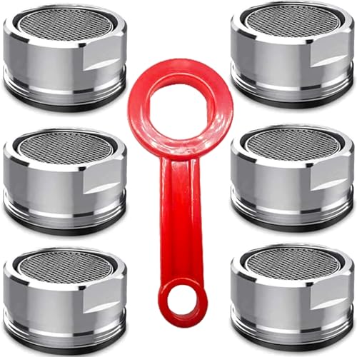 BOETOADG 6PCS Faucet Aerator Bathroom Sink Standard Replacement Parts with Brass Shell 15/16 Inch 24mm External Thread Aerator Faucet Filter with Gasket and Wrench Suitable for Kitchen and Bathroom - Image 1