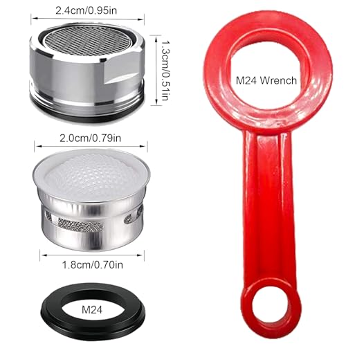 BOETOADG 6PCS Faucet Aerator Bathroom Sink Standard Replacement Parts with Brass Shell 15/16 Inch 24mm External Thread Aerator Faucet Filter with Gasket and Wrench Suitable for Kitchen and Bathroom - Image 2