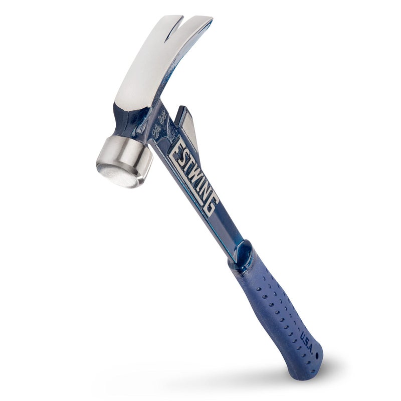 ESTWING Hammertooth Hammer 24 oz Long Handle Straight Rip Claw with Smooth Face Shock Reduction Grip E624T