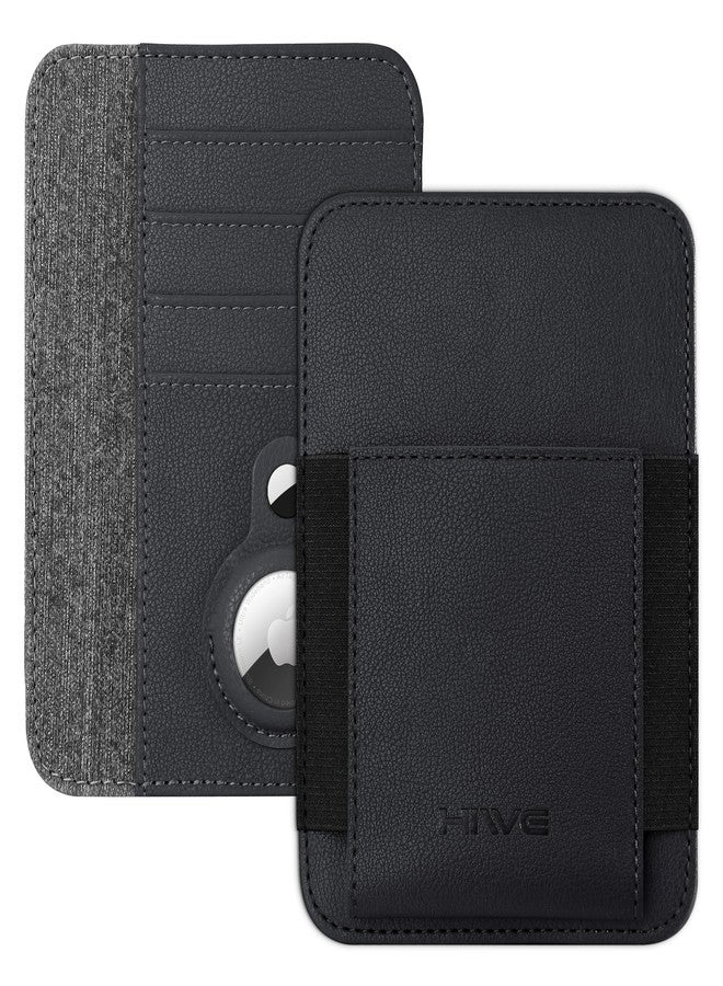 HiWe Passport Holder with AirTag Slot, Minimalist RFID Passport Holder for Travel, Leather Passport Wallet Cover Case for Men & Women, 4 Slots, 1 Pocket, Black - Image 1