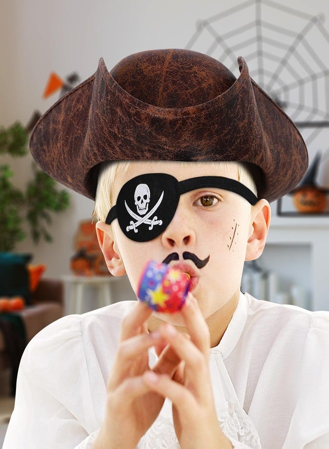 WooHand Pirate Hat and Accessories Set with Eye Patch Necklace Sash Leather Bracelets for Men Women Pirate Costume Halloween Cosplay Renaissance Outfit - Image 4
