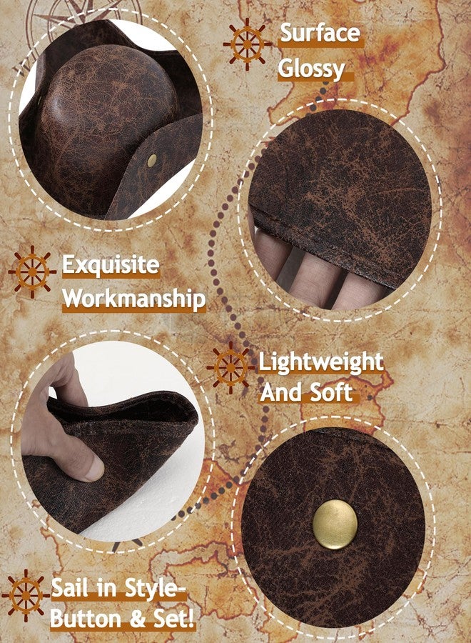WooHand Pirate Hat and Accessories Set with Eye Patch Necklace Sash Leather Bracelets for Men Women Pirate Costume Halloween Cosplay Renaissance Outfit - Image 5