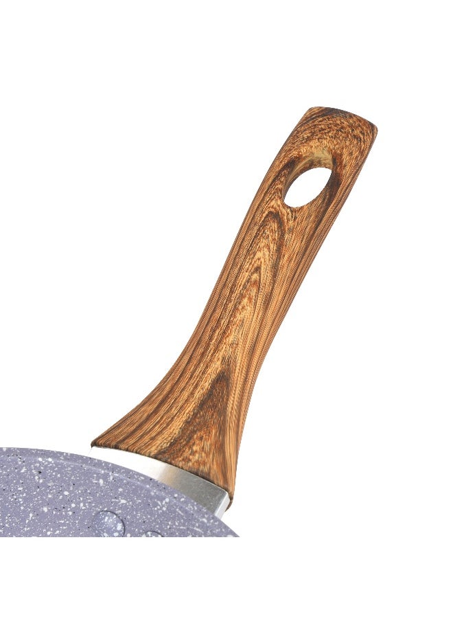 DELCASA - Delcasa 26cm Essential Frypan Strong Forged Aluminum Body with Granite Coating and Heat Resistant Wooden Finish Bakelite Handle - Image 1