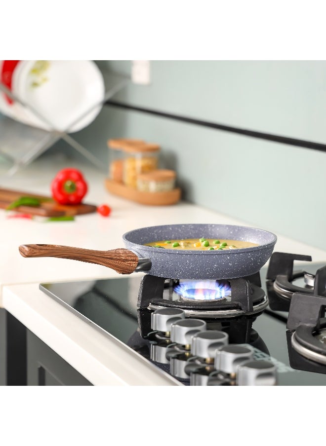 DELCASA - Delcasa 26cm Essential Frypan Strong Forged Aluminum Body with Granite Coating and Heat Resistant Wooden Finish Bakelite Handle - Image 1
