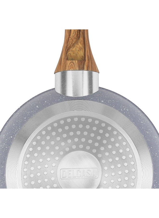 DELCASA - Delcasa 26cm Essential Frypan Strong Forged Aluminum Body with Granite Coating and Heat Resistant Wooden Finish Bakelite Handle - Image 1