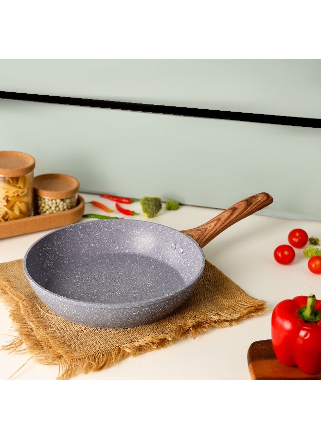 DELCASA - Delcasa 26cm Essential Frypan Strong Forged Aluminum Body with Granite Coating and Heat Resistant Wooden Finish Bakelite Handle - Image 1
