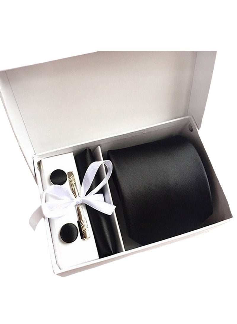 6 PCS Men's Premium Tie Gift Box Tie Pocket Square Fashionable Stylish Tie Clip Cufflinks Set  - Image 1