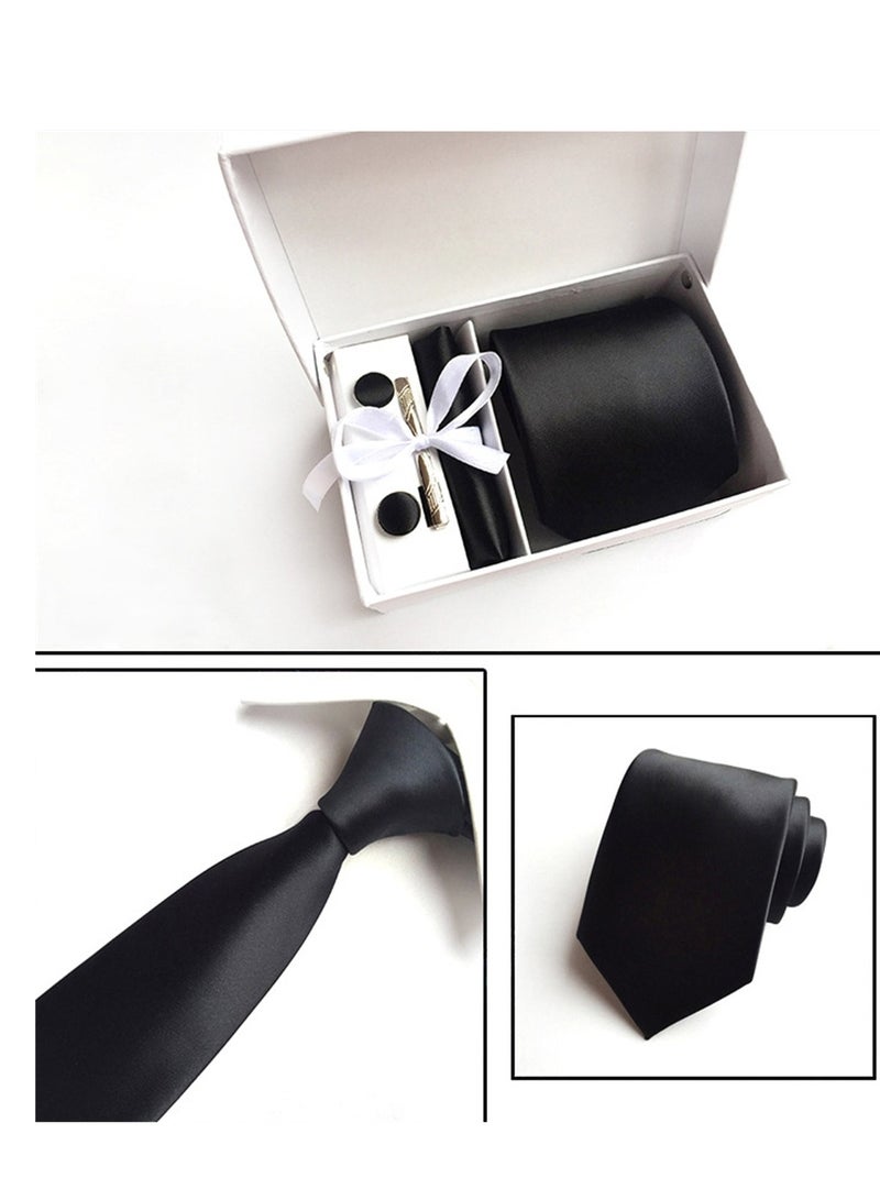 6 PCS Men's Premium Tie Gift Box Tie Pocket Square Fashionable Stylish Tie Clip Cufflinks Set  - Image 2