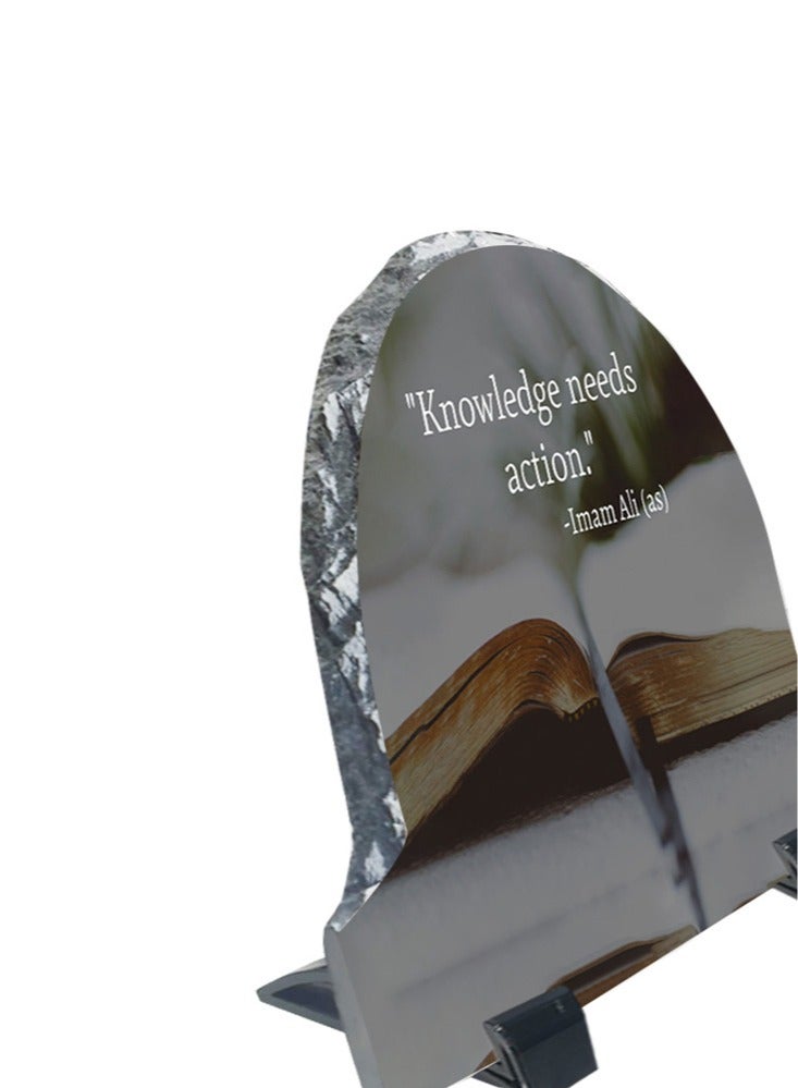 Service Zone Protective Printed White Rock Shape Marble Photo Frame for Table Top Knowledge Needs Action Imam Ali (as) - Image 3