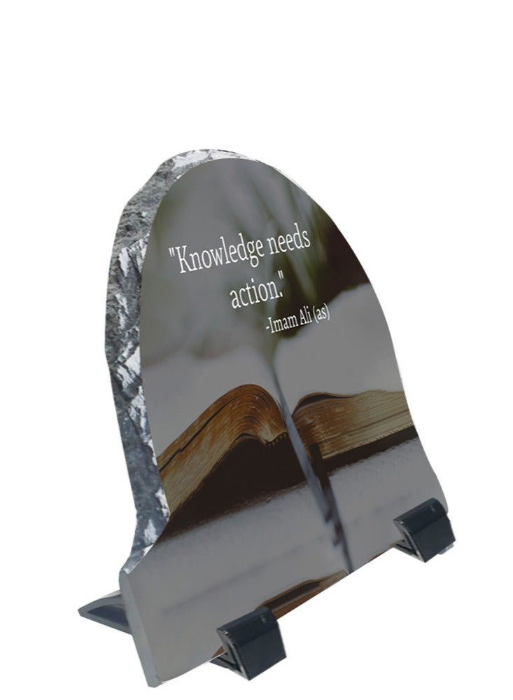 Service Zone Protective Printed White Rock Shape Marble Photo Frame for Table Top Knowledge Needs Action Imam Ali (as) - Image 2