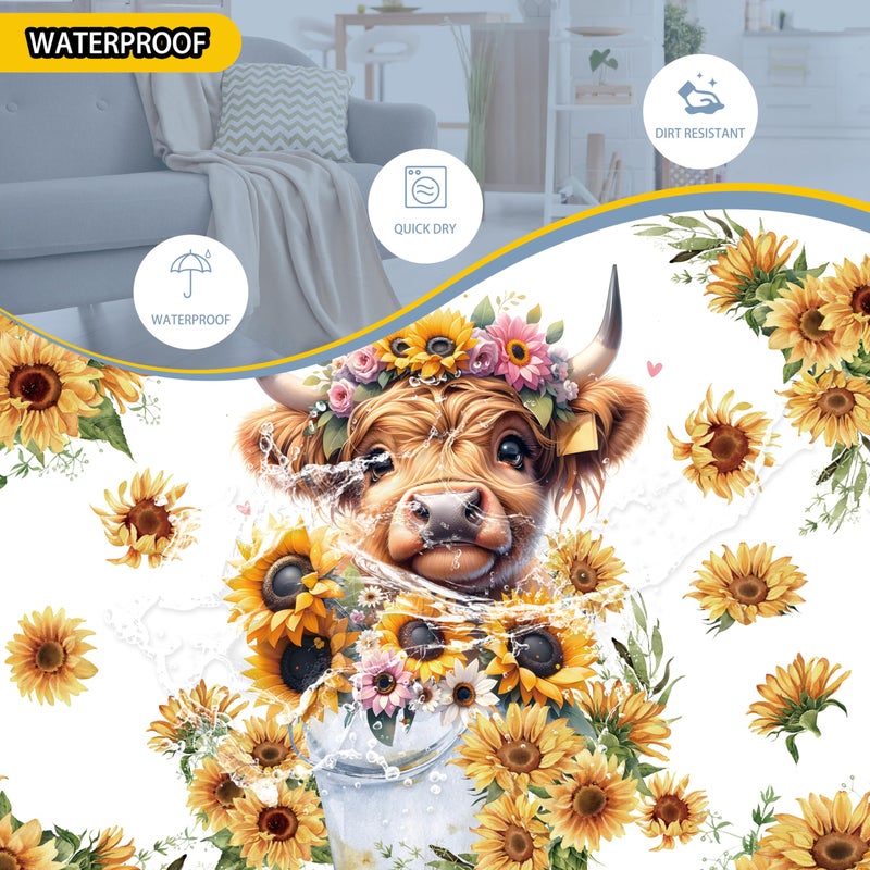 NUTAINLA Highland Cow Laundry Basket Sunflower Flower Foldable Oxford Cloth Funny Tote Bag Laundry Hamper Clothes Storage Bucket Toy Organizer For Bathroom/Laundry Storage/Bedroom 18.9x16.5 Inch  - Image 4