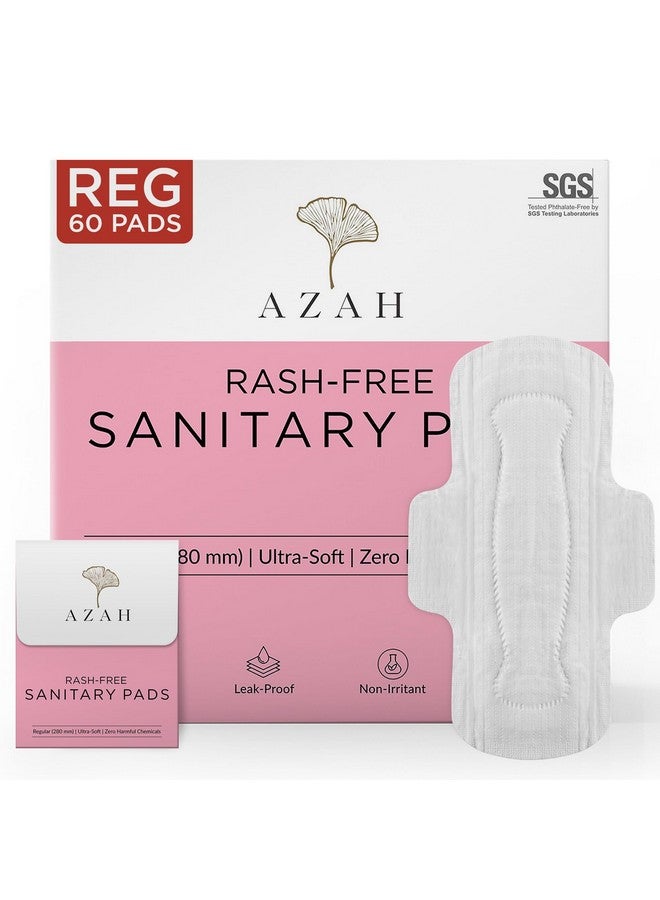 AZAH Sanitary Pads For Women (Pack Of 60 Regular) 100% Organic Sanitary Pads For Women Cotton Sanitary Pads For Women | With Disposable Bag  - Image 1