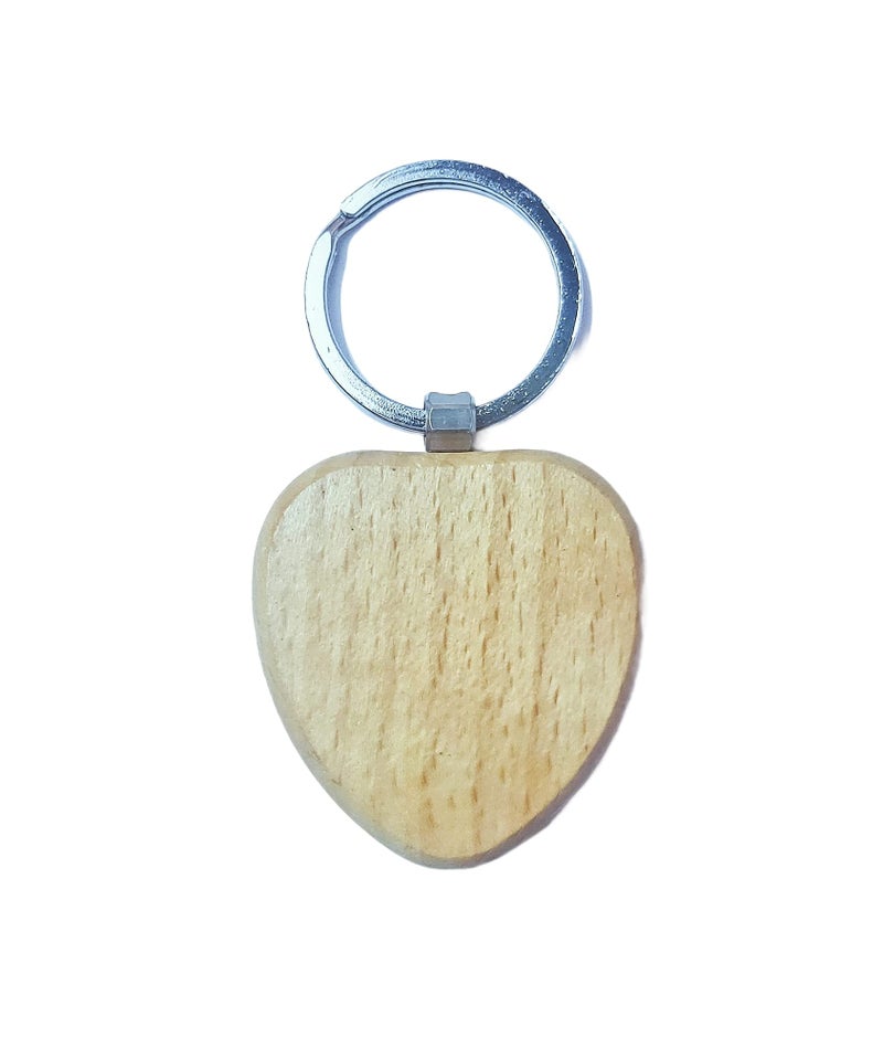 Kidultz Empty Wooden Keychain for DIY Projects - Laser Engravable, Printable & Writable - Pack of 10 - Different Shapes (Heart Shape) - Image 4