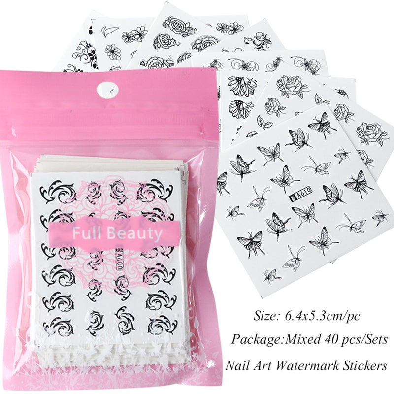 40pcs Nail Sticker with Butterfly Flower Patterns for Nail Art Decoration DIY Decals Manicure Set Women & Kids Nail Beauty - Image 3