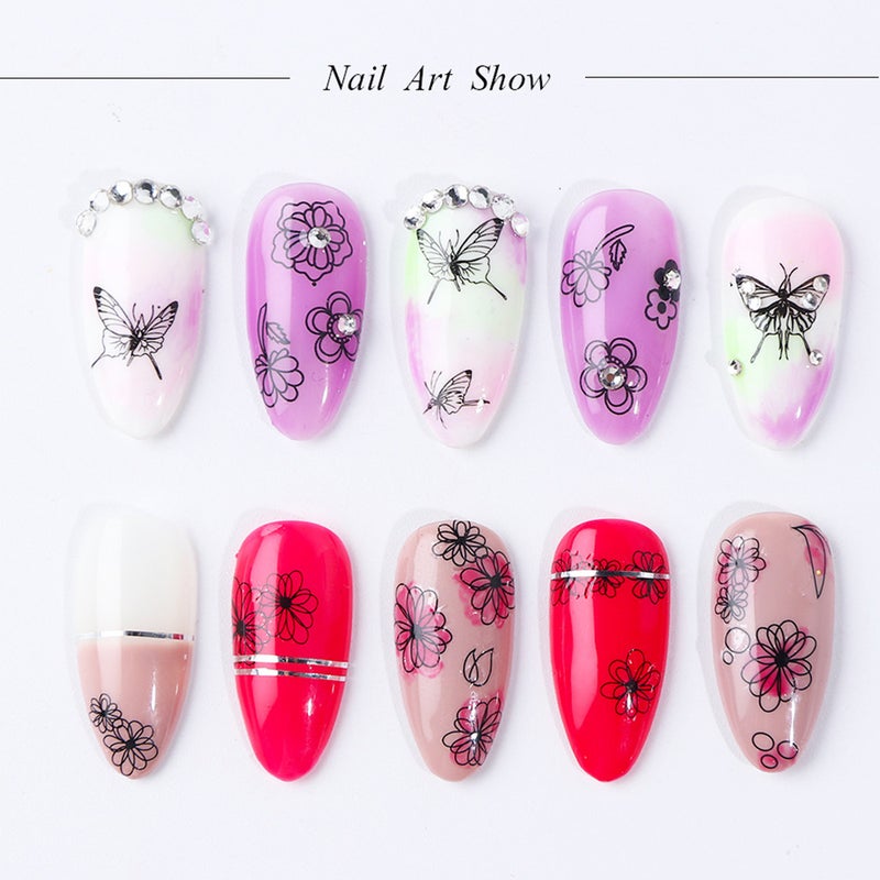 40pcs Nail Sticker with Butterfly Flower Patterns for Nail Art Decoration DIY Decals Manicure Set Women & Kids Nail Beauty - Image 2