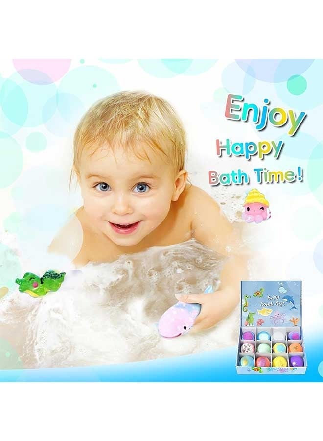 Bath Bombs for Kids with Toys Inside，12 PC Bath Bombs Gift Set with Sea Animals Toys，Safe Naturalu0026NON-TOXIC Bubble Bath,Birthday New Year Gifts for Kids Boys Girls - Image 5