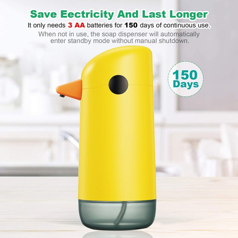 Automatic Sensing Soap Dispenser 220ML Yellow: Intelligent Touchless Operation - 45° Inclined Nozzle Automatic Foaming Soap Dispenser for Bathroom Kitchen Office - Image 4