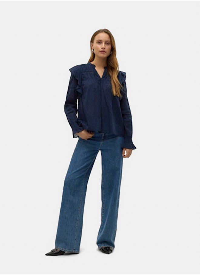 VERO MODA - Vmtrine Ls Frill Top Wvn Sb1 Exp - Image 1