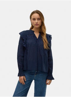 VERO MODA Vmtrine Ls Frill Top Wvn Sb1 Exp  - Image 3