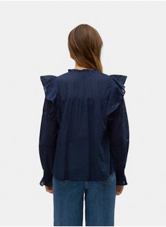 VERO MODA Vmtrine Ls Frill Top Wvn Sb1 Exp  - Image 5