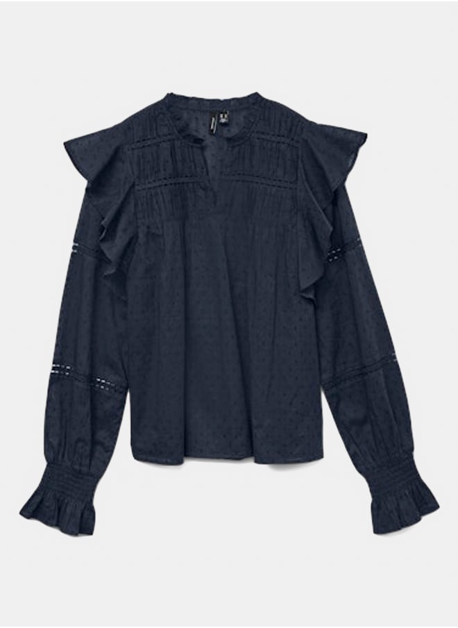 VERO MODA - Vmtrine Ls Frill Top Wvn Sb1 Exp - Image 1