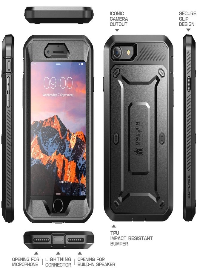 SUPCASE Unicorn Beetle Pro Series Case Designed for iPhone 7 / 8 / iPhone SE 2 (2020) / iPhone SE 3 (2022), Full-body Rugged Holster Case with Built-in Screen Protector (Black) - Image 3