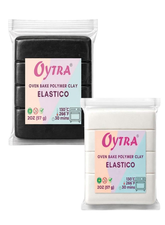 Oytra White and Black Polymer Clay Elastico Series 57g / 2OZ Oven Bake Clay - Image 1