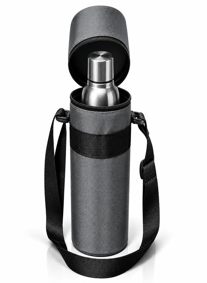 Aklima Insulated Water Bottle Carry Bag for 750ml, 1L, 1.5 Litre Flask Adjustable Shoulder Strap Thermal Bottle Holder Cover for Office School College Travel Gym & Outdoor Use Case(Grey) - Image 2