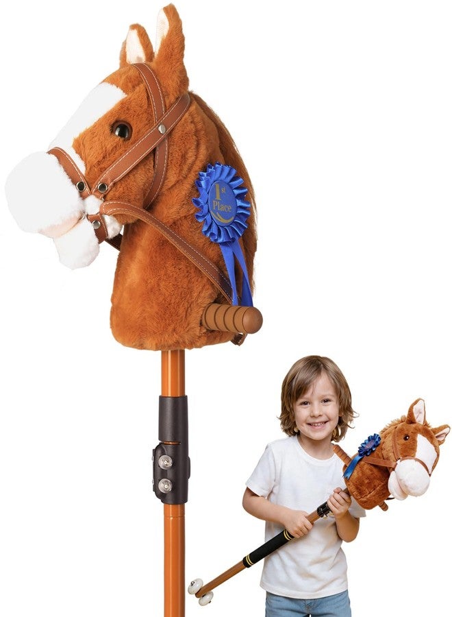 UEGHNS Stick Horse, Hobby Horse on a Stick for Kids Ages 4-12 Adjustable 30-52" with Illuminated Silent Wheels Comfortable Sponge Wrapped complimentary AA Batteries Realistic Horse neighs. - Image 1