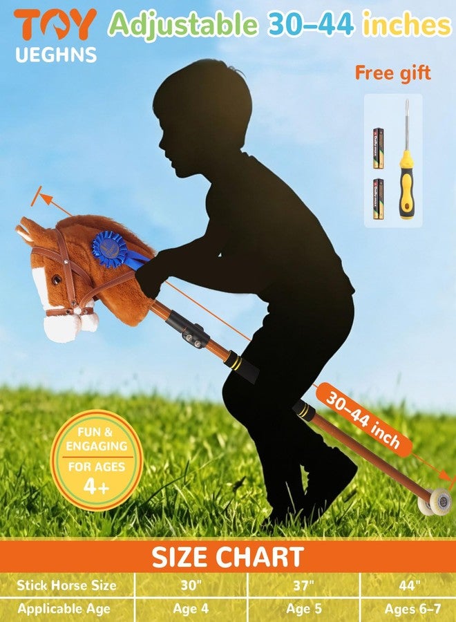 UEGHNS Stick Horse, Hobby Horse on a Stick for Kids Ages 4-12 Adjustable 30-52" with Illuminated Silent Wheels Comfortable Sponge Wrapped complimentary AA Batteries Realistic Horse neighs. - Image 2