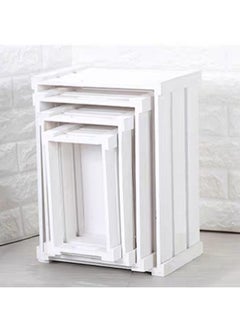 Set Of 4 Wooden Storage Box Vintage Decorative Display Crates Rustic Style Wooden Storage Boxes Nesting Crates White