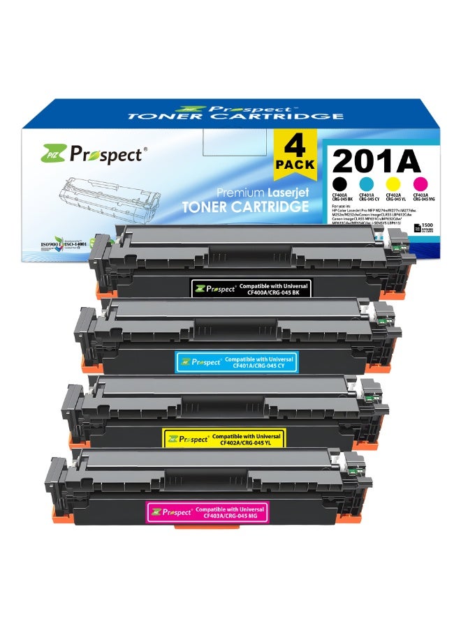Prospect Toner Cartridge 201A Full Set CF400A BK CF401A CY CF402A YL CF403A MG Compatible Cartridges with HP Color LaserJet Pro MFP M274n M277n M277dw M252n M252dw ( Black Cyan Yellow Magenta 4-Pack )  - Image 1