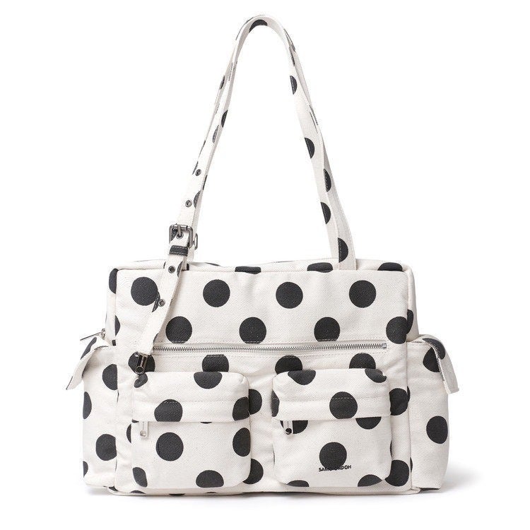 Women's Polka Dot Multi-Pocket Shoulder Tote Bag - Image 5