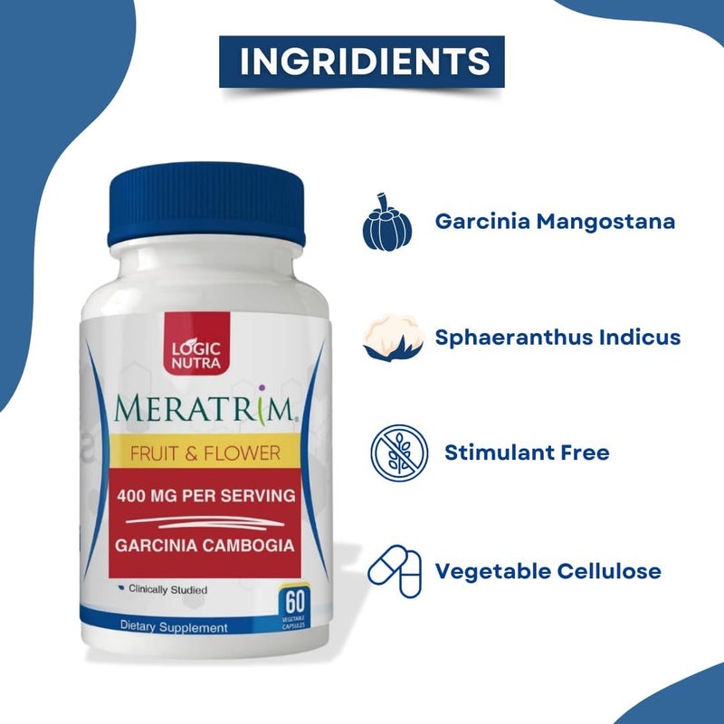 Logic Nutra Meratrim Proprietary Blend 400 mg  Garcinia Mangostana Fruit Rind Extract  Stimulant Free  60 Vegetable Capsules - Image 4