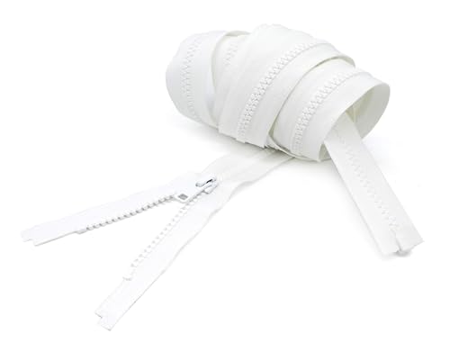 YKK 120" Long Arm Quilting Machine 5 Molded Plastic ~ Separating-White (1 Zipper) - Image 2