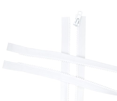 YKK 120" Long Arm Quilting Machine 5 Molded Plastic ~ Separating-White (1 Zipper) - Image 3