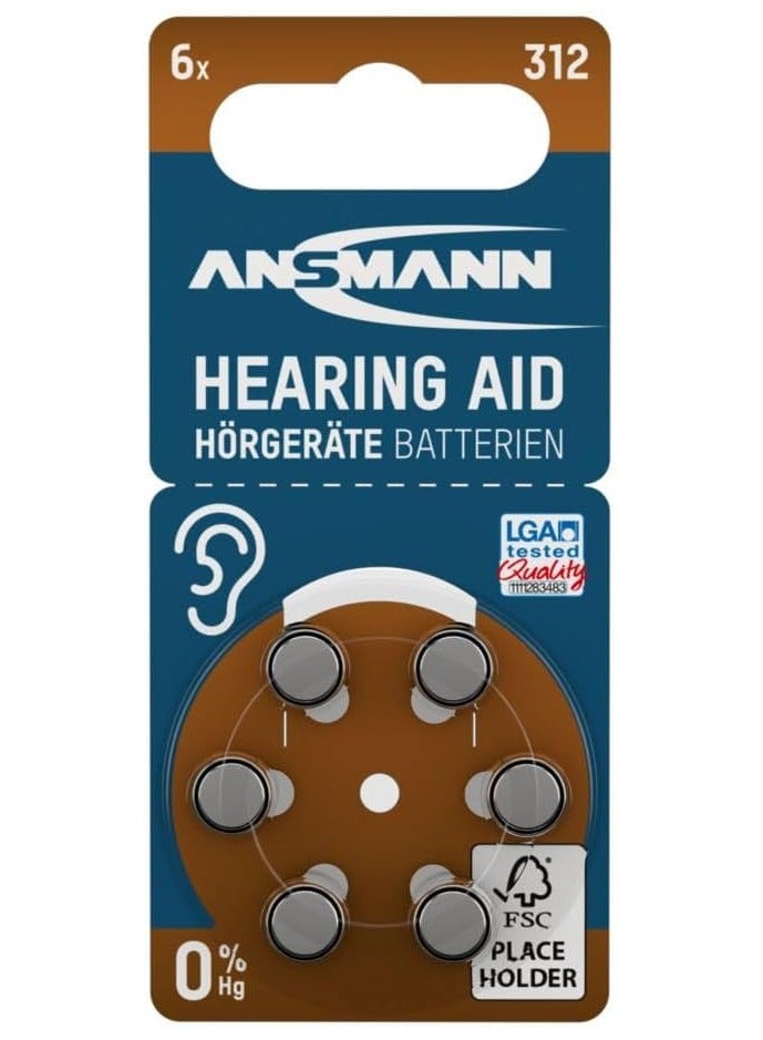 ANSMANN بطاريات سماعات الأذن نوع 312 / PR41 عالية الأداء طويلة الأمد عالية الجهد 180 مللي أمبير LGA مختبرة زنك بدون زئبق - Image 1